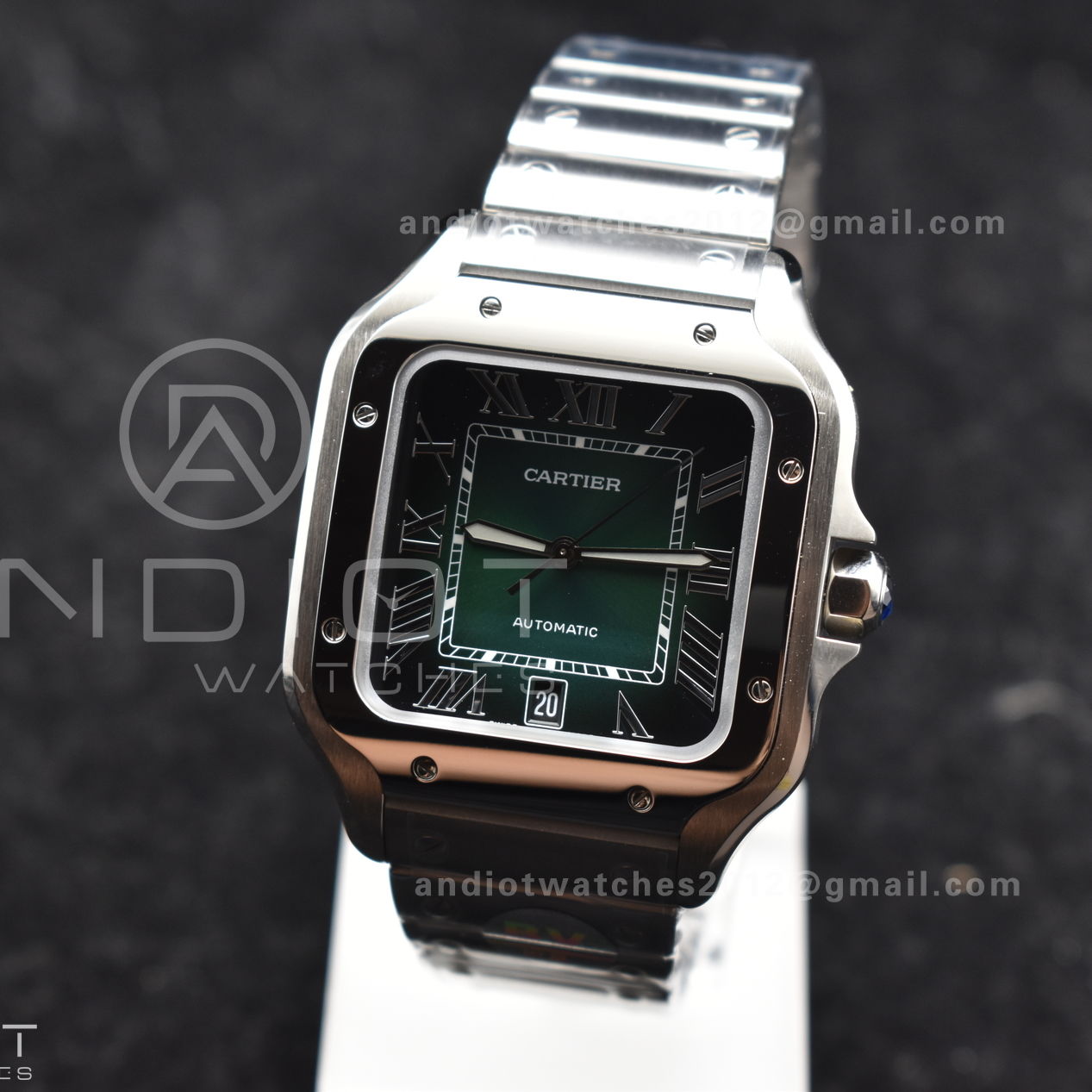Santos de Cartier 40mm BVF 1:1 Best Edition Green Dial on SS SmartLinks Bracelet MIYOTA 9015